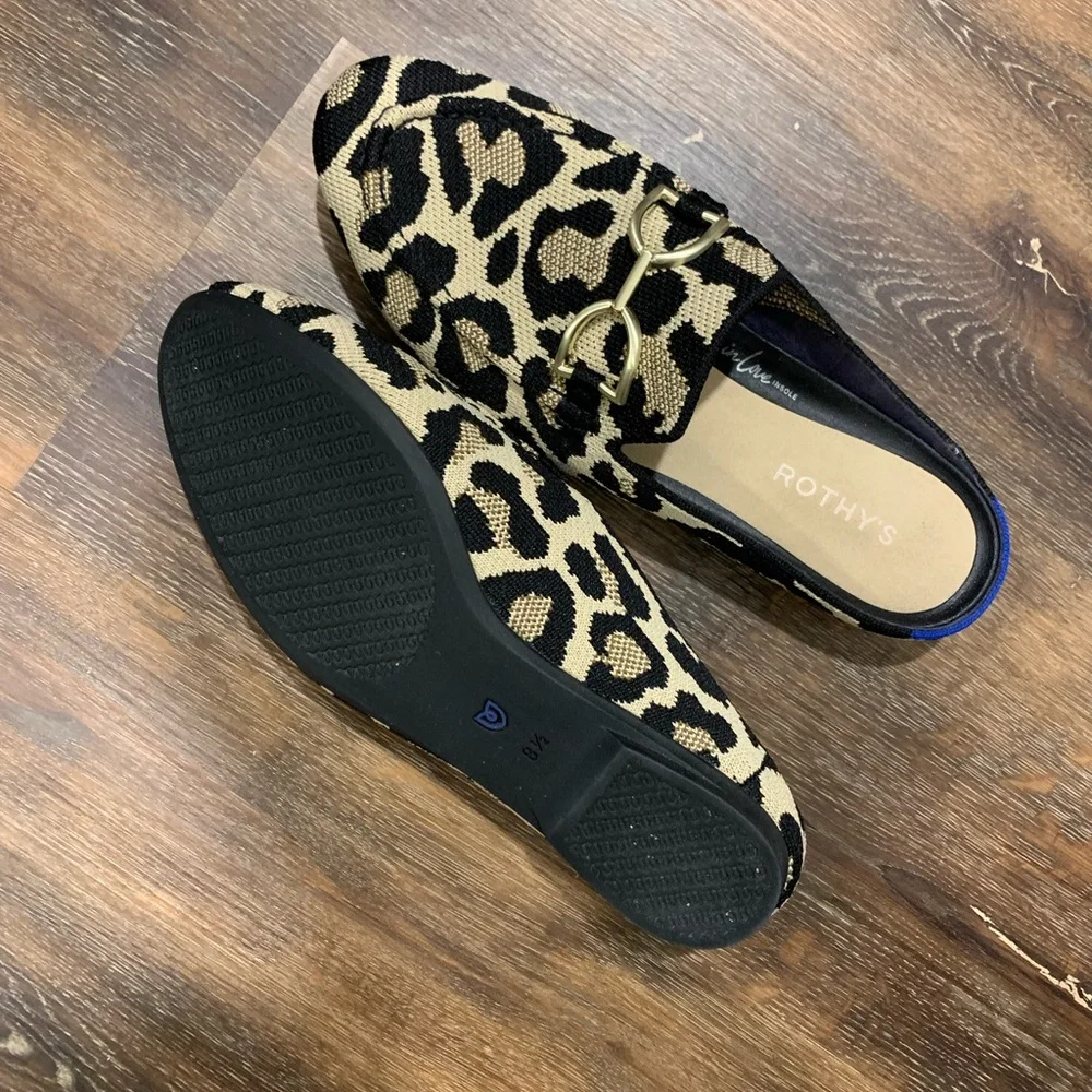 Rothy's Black and Cream Leopard Mules - Picture 5 of 5